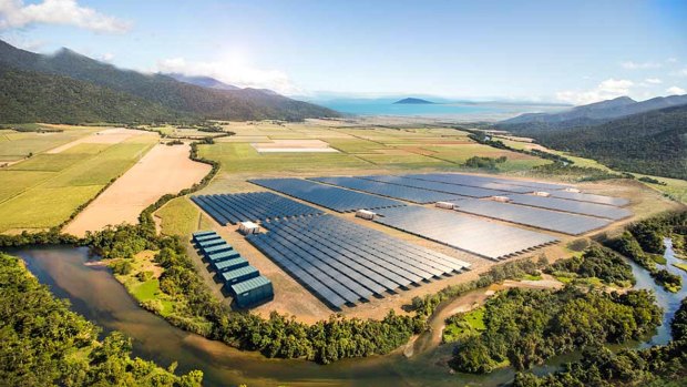Artist's impression of Lyon Solar's 30 megawatt solar and battery storage project, near Cooktown, north Queensland.