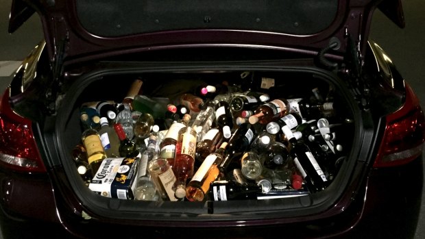 An image of the boot loaded with allegedly stolen alcohol. 