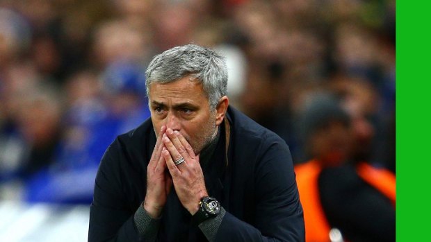 Sacked ... Manager Jose Mourinho reacts during the UEFA Champions League match between Chelsea FC and FC Porto at Stamford Bridge on December 9 in London.