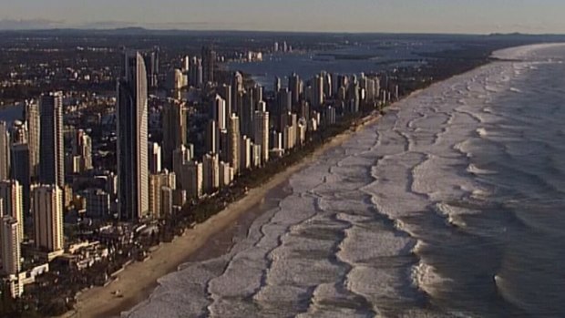 Wild conditions meant beaches remained closed on the Gold Coast. 