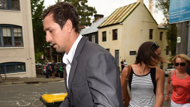Mitchell Pearce after speaking at a press conference in Surry Hills on Friday with his sister Tatum and mother Terri.