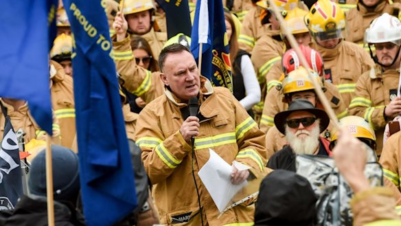 UFU secretary Peter Marshall speaking at a rally.