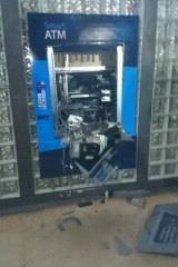 The destroyed ATM in Winnellie.