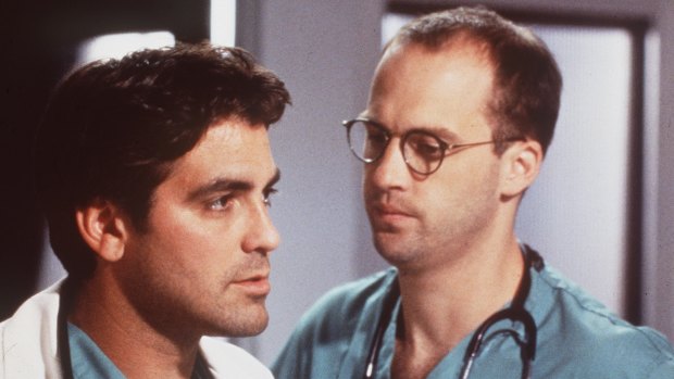 George Clooney and Anthony Edwards in the medical show classic <i>ER</i>.