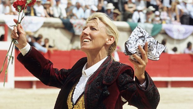 Marie Sara, one of Macron's party candidates, in the bullfighting ring in 2004.