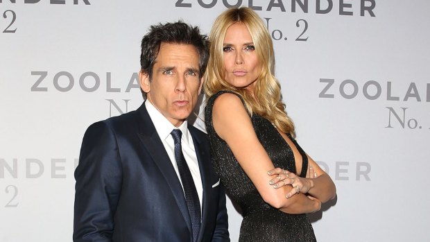 Ben Stiller and Heidi Klum strike a pout at the Zoolander 2 premiere.