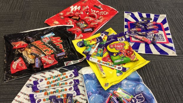 Some of the confectionery showbags on offer at the Royal Melbourne Show.