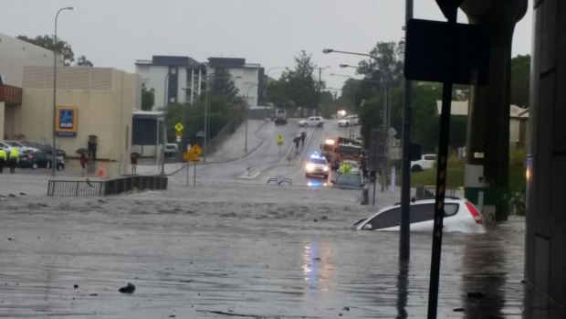 South-west hard hit: Flood waters at Toombul Shopping Centre.