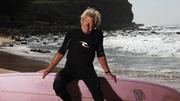 Surfing legend Midget Farrelly: wooden boards have always had a place in the line-up.