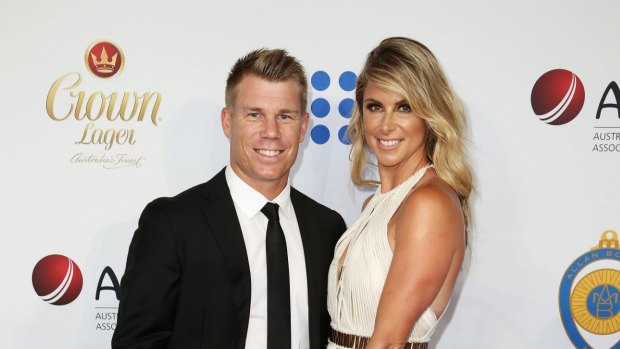 David Warner and Candice Falzon at Carriageworks, in Sydney, in January.