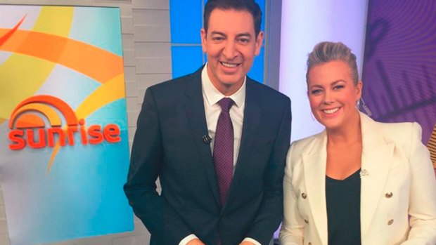 Channel Seven personality Basil Zempilas and Samantha Armytage on the Sunrise set. 