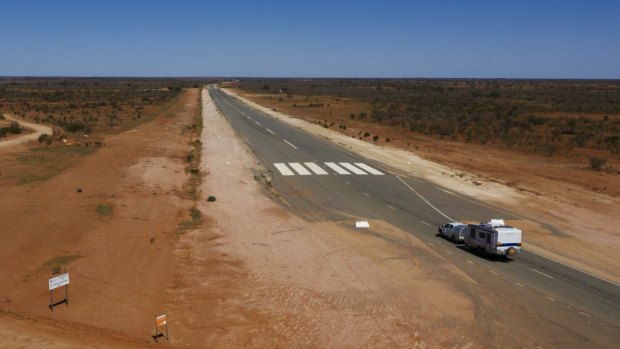 One of the most unusual features of the sealed highway is the fact that part of it further on from Tibooburra now doubles as a rare emergency, all-weather landing strip for aircraft.