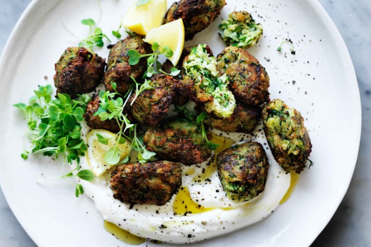 Neil Perry's Turkish zucchini and dill fritters. 