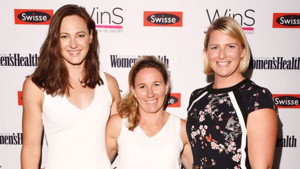 Support network: Cate Campbell, Ashleigh Hewson and Leisel Jones.