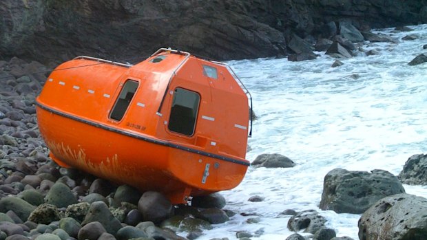 The single-use orange lifeboats.