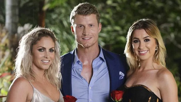 <i>The Bachelor</I> Richie Strahan with the show's final two - Nikki Gogan (left) and Alex Nation.