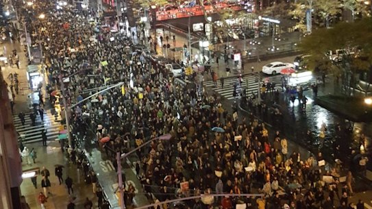 Protesters on the streets of New York. 