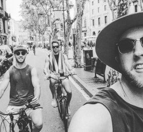 Nic White, Andrew Smith and Jesse Mogg enjoy a ride around the European streets.