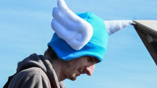 A Pokemon Go fan about in Sydney on Sunday.