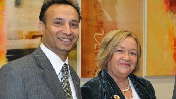 Labor candidate Deepak-Raj Gupta with Joy Burch in 2012.