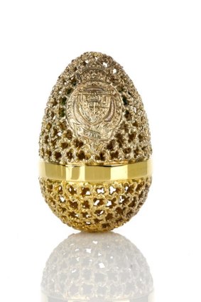 London 1977, 1981, silver gilt commemorative egg
for Prince Charles and Lady Diana Spencer's wedding.