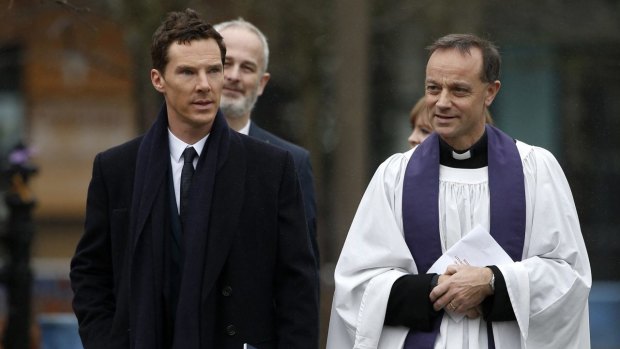 British actor Benedict Cumberbatch, on the left, a distant relative of the late king, read a poem at the service.