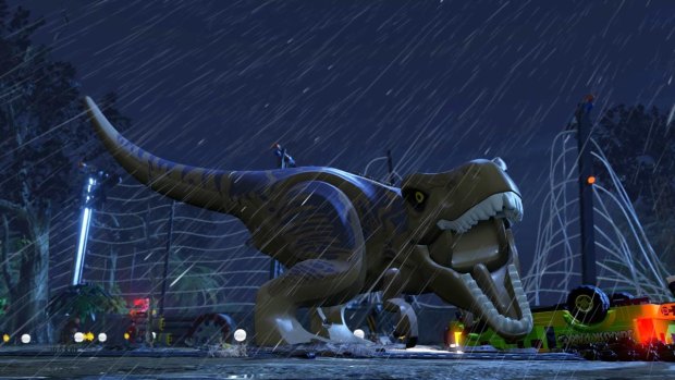 Dinosaurs are not quite as scary in the Lego game versions of the Jurrasic Park films.