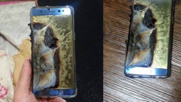 One of the Note7 units that reportedly exploded.