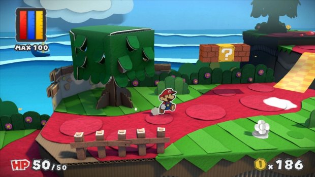 Paper Mario exists in a world of cardboard and crafts.