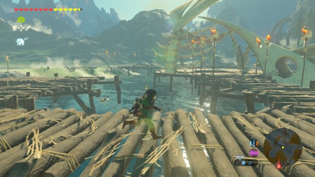 Raiding a moblin camp made of fish bones.