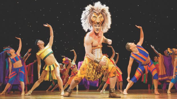 Nick Afoa as Simba in the stage version of <i>The Lion King</i>.