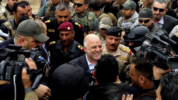 Iraqi Prime Minister Haider al-Abadi touring Ramadi on Tuesday. 