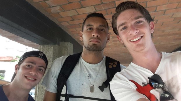 Isaac, left, with his friend and Nick Kyrgios, the day before the match.