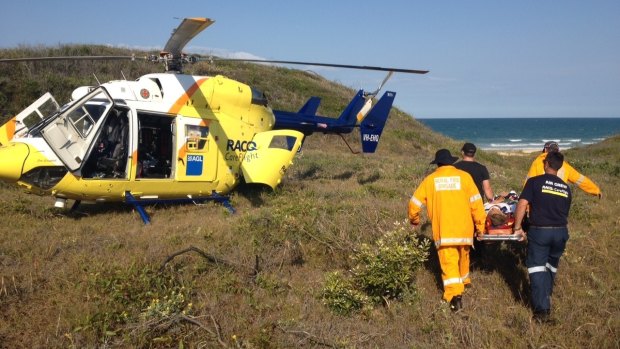 Crash victim airlifted from Fraser Island.