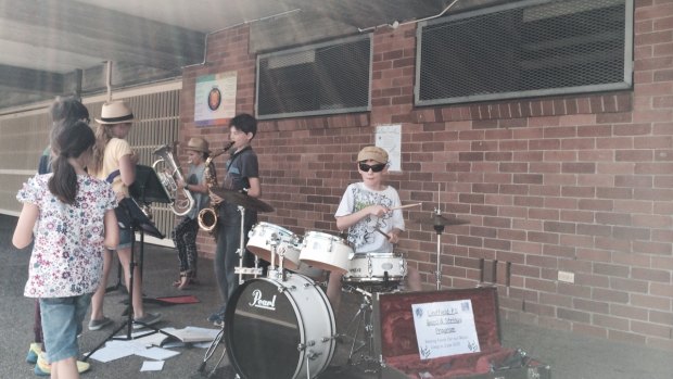 Young musos play the polling booth blues at Lindfield Public School.