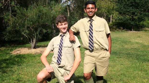 Sebastian Scott (left) and Jay Yunas undertook a six-month school exchange between India and Australia.