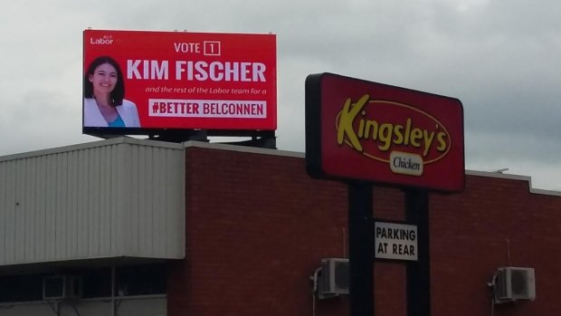 Labor candidate for Ginninderra Kim Fischer's #Better Belconnen sign.