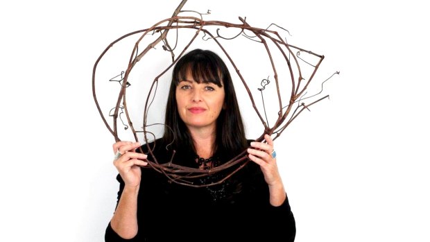 Catriona Pollard at play. Her weapon of choice? Basketry.