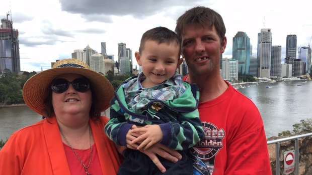 Sherie, five-year-old Brock and Jason Jackson from Redbank Plains attend their first-ever Riverfire in 2015