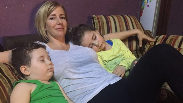 Sally Faulkner with her two children Lahala, 6, and Noah, 4, in Beirut after the child recovery operation.