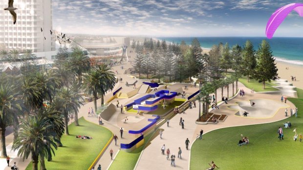 An artist's impression of a revitalised Scarborough Beach foreshore.