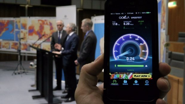 Mobile internet speeds were still poor as Communications Minister Malcolm Turnbull announced the results of the government's Mobile Black Spot Program at Parliament House. 
