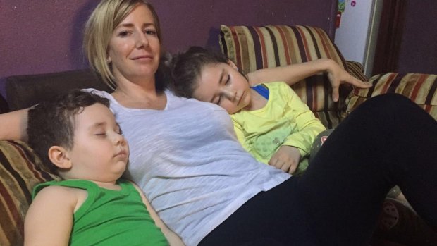 Sally Faulkner with her two children Lahala, 6, and Noah, 4, in Beirut after the child recovery operation.