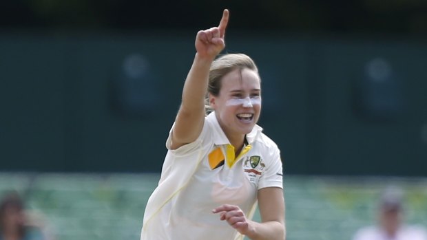 Australia's Ellyse Perry celebrates taking the wicket of England's Sarah Taylor.