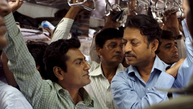 Nawazuddin Siddiqui, left, as Shaikh and Irrfan Khan as Saajan Fernandes in <i>The Lunchbox</i>. 