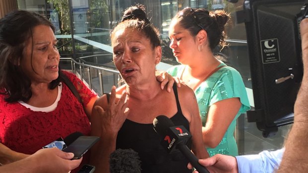 Ricky Slater-Dickson's mother, Beryl Dickson, outside court on Monday.