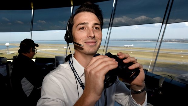 Toby Gaumann at Sydney Airport Control tower.