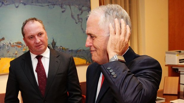 Two buddies get out on the road: Barnaby Joyce and Malcolm Turnbull.