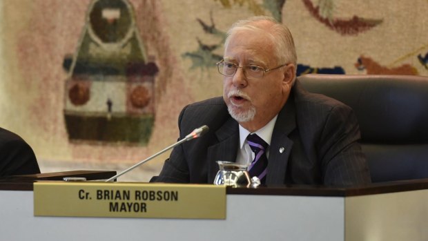 Former Canterbury Mayor Brian Robson at a council meeting in 2015.