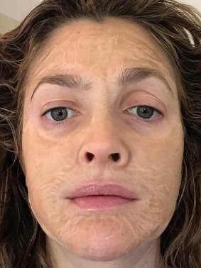 Drew Barrymore tests out the now famous mask on Instagram. 